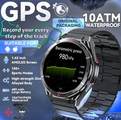 2025 Huawei Original Premium GPS Smartwatch — Ultra HD AMOLED Display, Built-in GPS, Bluetooth Call & 10ATM Waterproof Smart Bracelet