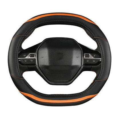 Peugeot 3008/4008/5008 Carbon Fiber & PU Leather Steering Wheel Cover — Car Interior Accessory