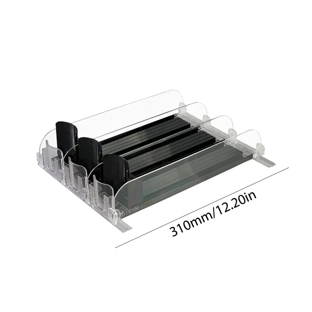 Canned Beverage Push Rack – Adjustable E-Shaped Drink Organizer & Dispenser for Kitchen & Fridge