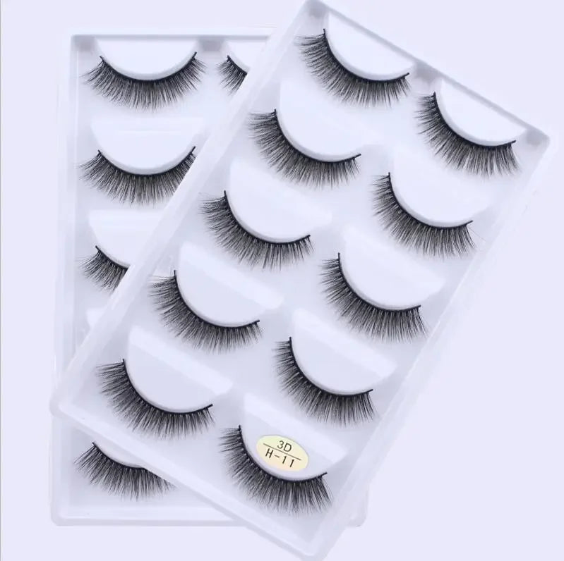 5 Pairs 3D Real Mink False Eyelashes – Soft Natural Look Eyelash Extensions for Makeup & Daily Wear