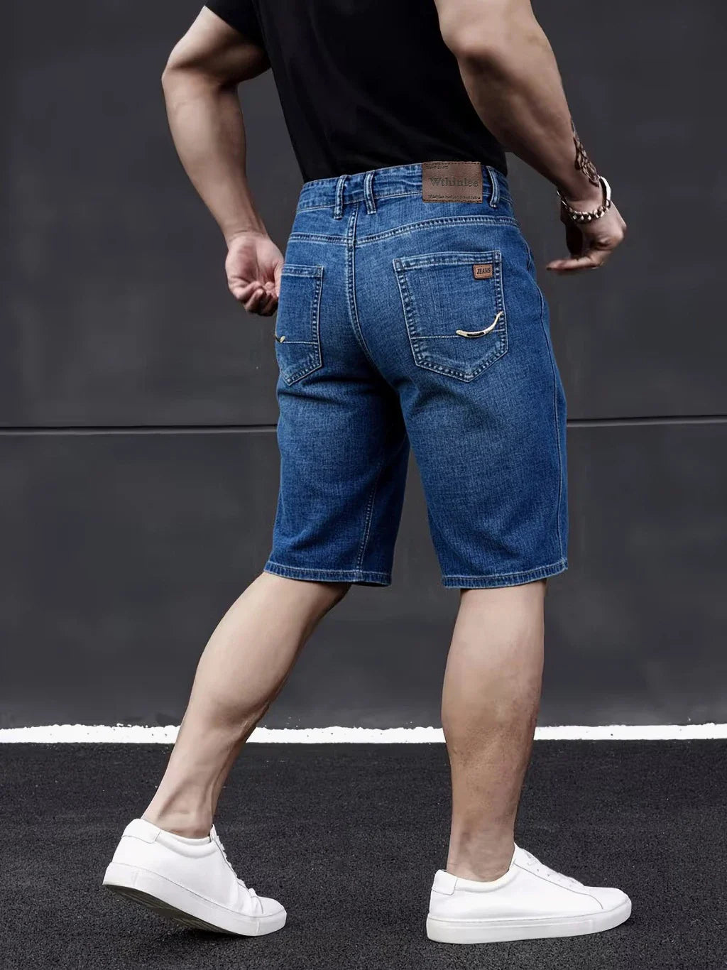 Men's Classic Stretch Jeans - Business Casual Straight Leg Denim Work Trousers in Blue & Black