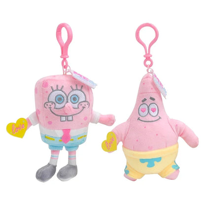 Potdemiel Anime Pink SpongeBob & Patrick Star Kawaii Plush Keychain — Cosplay Stuffed Keyring Gift for Kids