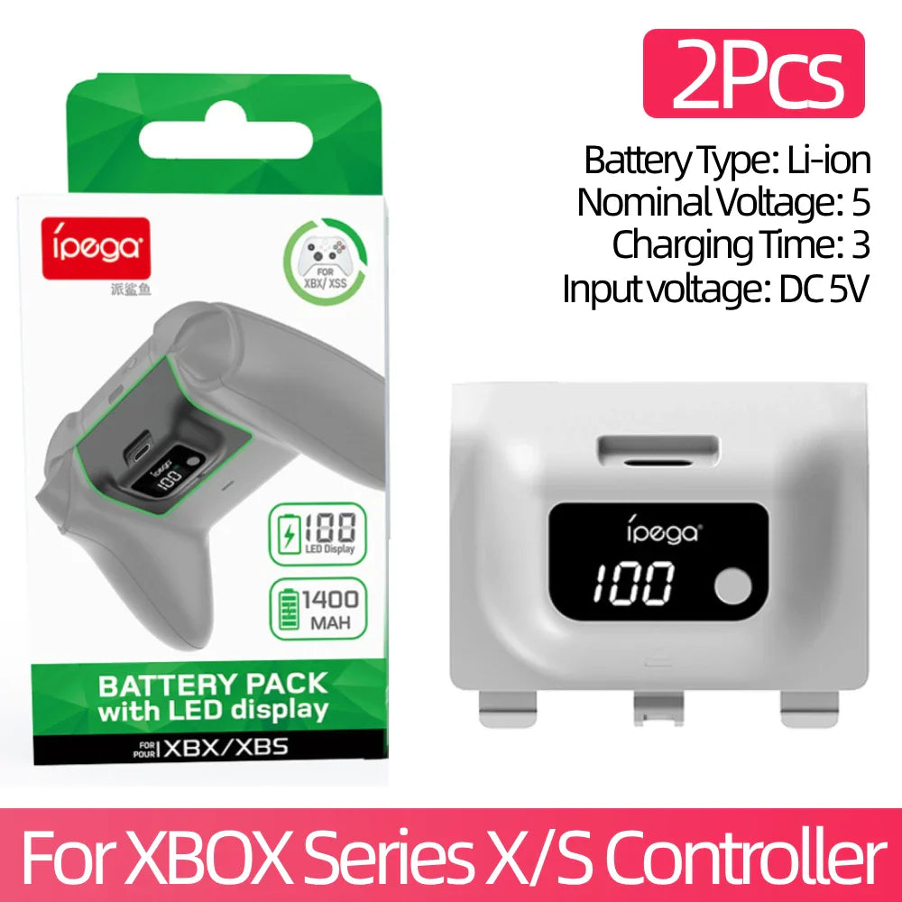 Wireless Gamepad Rechargeable Battery 1400mAh — Digital Display Replacement for Xbox Series X/S Controller