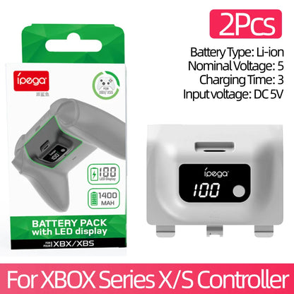 Wireless Gamepad Rechargeable Battery 1400mAh — Digital Display Replacement for Xbox Series X/S Controller