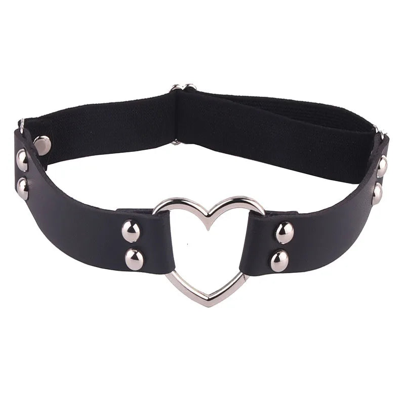 Sexy Elastic Heart Harness Garter Belt – Fashion Goth Bondage Leather Thigh Lingerie for Stockings
