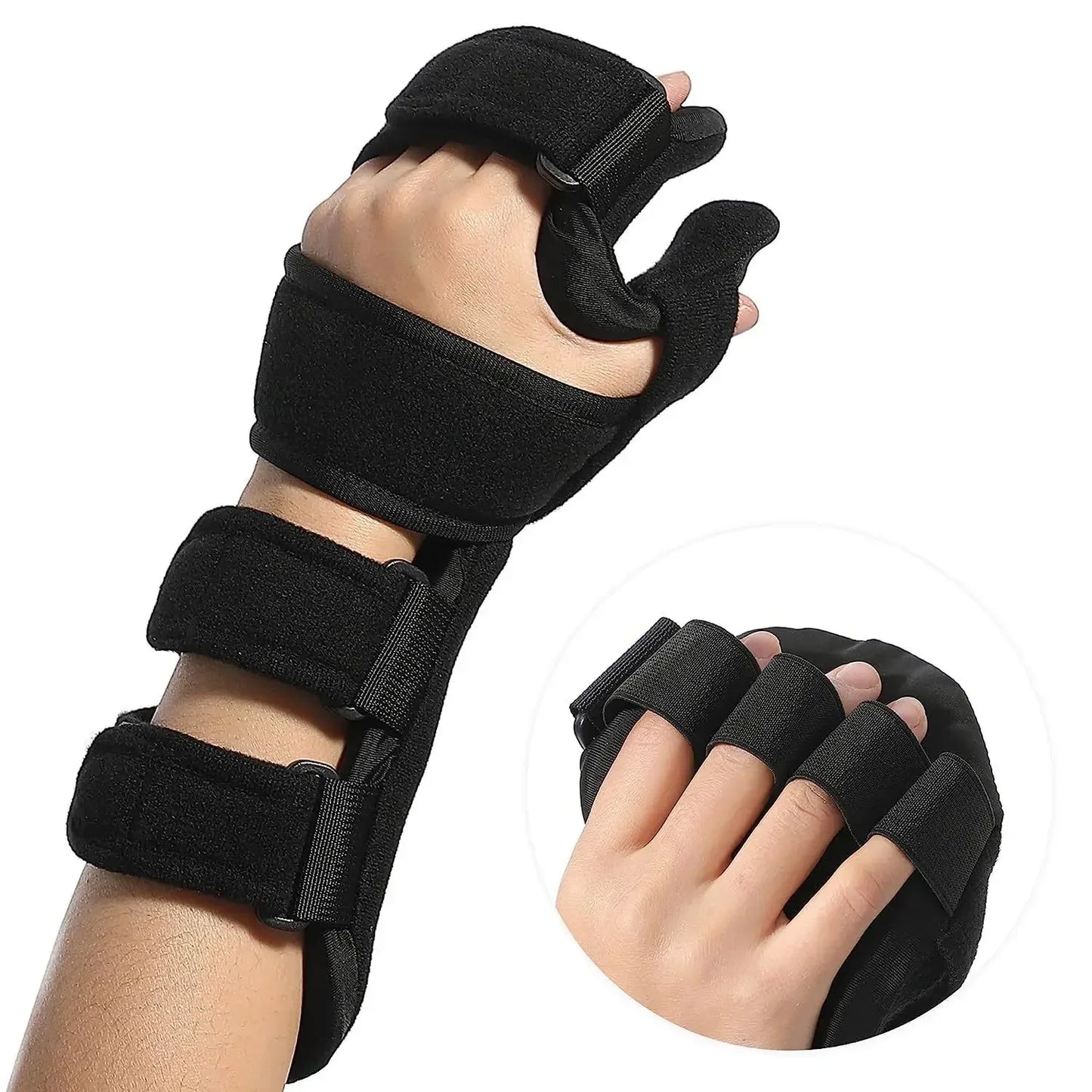 Adjustable Hand Brace for Stroke Recovery — Finger and Wrist Support Splint for Night Use, Arthritis & Tendonitis Relief