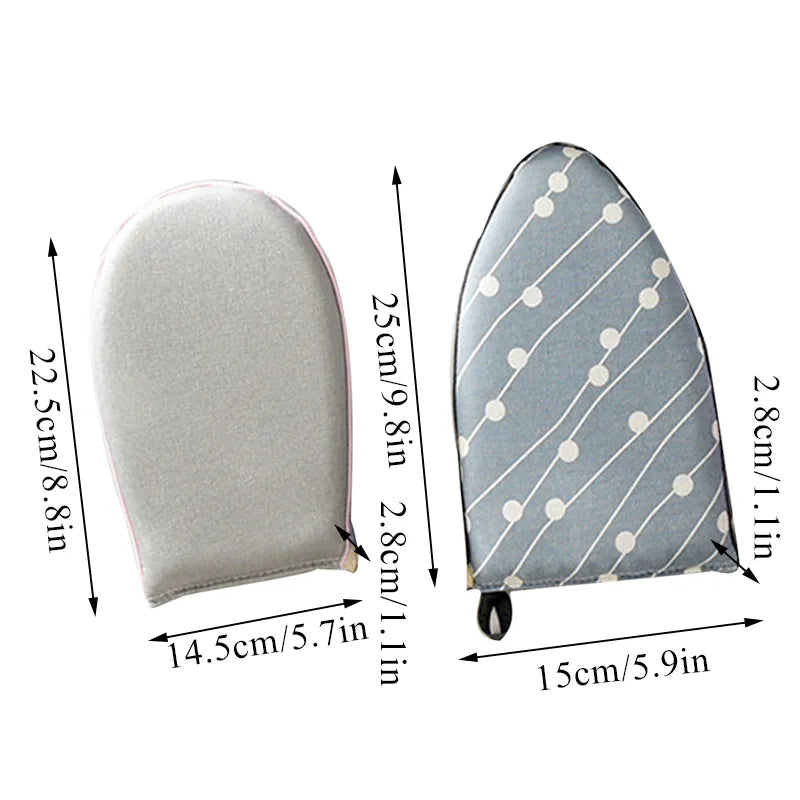 Portable Hand-Held Mini Ironing Pad & Holder Set for Wrinkle-Free Clothes - Protective Mat & Glove Included