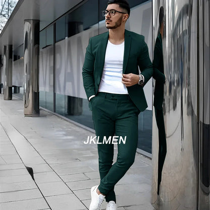 Gray Men’s 2 Piece Suit - Summer Casual Blazer & Pants Set for Wedding, Formal Events and Groom Style XS-5XL