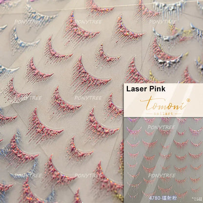 5D Gold Stamped Nail Art Stickers - Silver Sun Stars Snake Chinese Style Self-Adhesive Manicure Decals