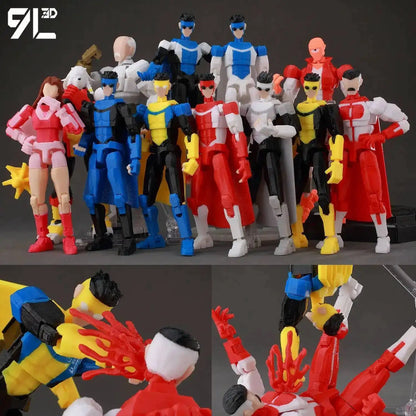 3D Printed Invincible 2.0 Superheroes Action Figures – Multi-Jointed Anime Toy Model Ornaments Gifts