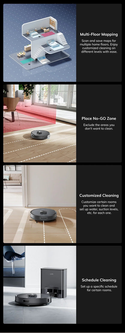 ILIFE T20S LDS Robot Vacuum Cleaner – 5000Pa, Auto Empty Dock, 60-Day Hands-Off Cleaning, Wet/Dry Sweeping & Mopping