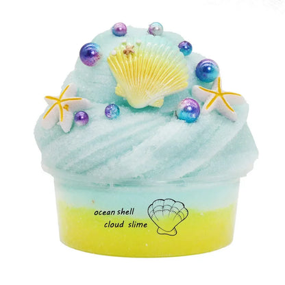 DIY Slime Set for Kids — Non-Sticky Cloud Slime with Ice Cream Cone Scent, Rainbow Charms & Stress-Relief Party Toys