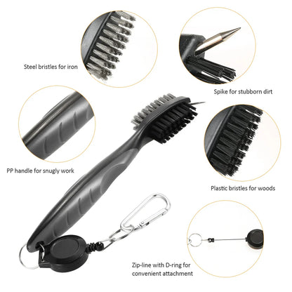 Golf Towel Microfiber Waffle Pattern Brush Tool Kit: Club Groove Cleaner & Divot Repair Tool - Essential Golf Accessories