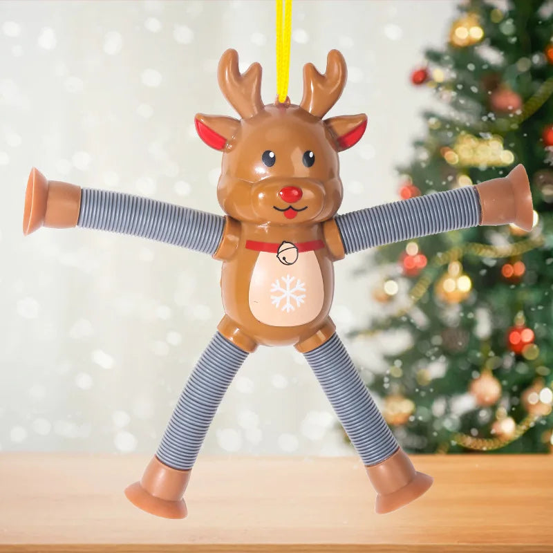 1–4pcs Retractable Santa Claus Toys – Christmas Decompression Toys Featuring Santa, Snowman, Elk & Gingerbread