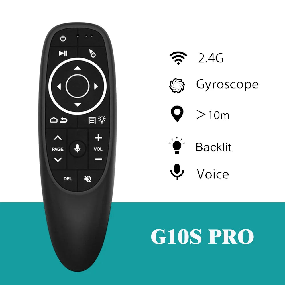 MRSVI G10S PRO 2.4G Wireless Voice Remote – Air Mouse with Backlit, IR Learning & Gyroscope for Android TV Box Control