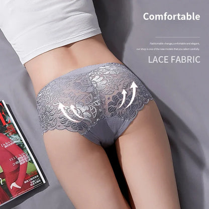 Women’s Cotton Lace Underwear Panties - Sexy Mid Waist Hollow Briefs with Hip Lift Comfort Fit Lingerie