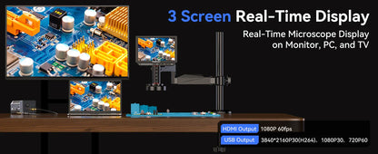 TOMLOV TM4K-AF 4K Digital Microscope – 2000X Autofocus HDMI Microscope with 8" Display & Flex Arm for Electronics & Phone Repair