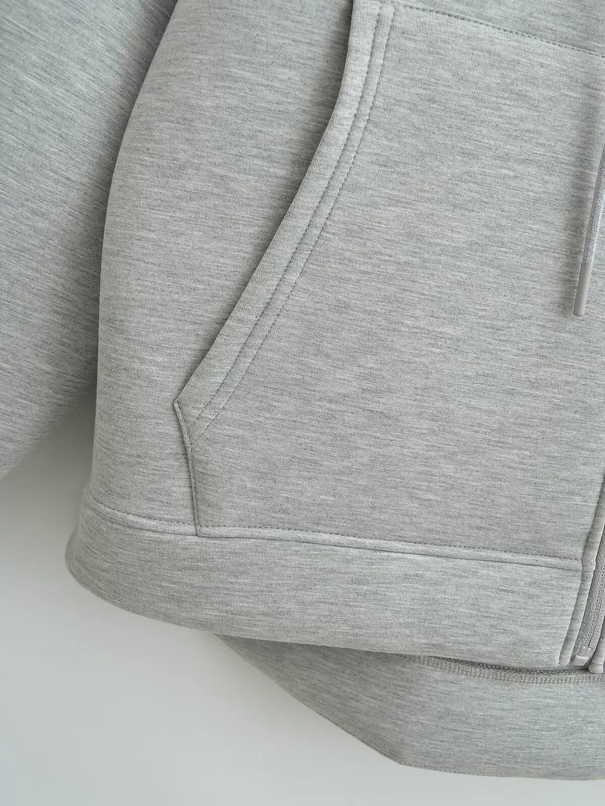 TRAFZA Autumn Women's Gray Jacket – Hooded, Long Sleeve, Zipper Coat with Big Pockets, Loose Casual Outerwear Tops