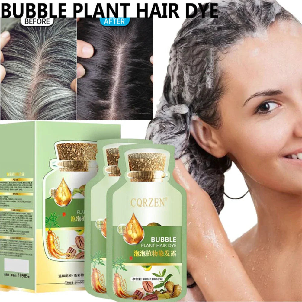 Pure Natural Herbal Hair Dye Shampoo – 5-Minute Gray & White Hair Color, Non-Irritating Hair Repair for Men & Women