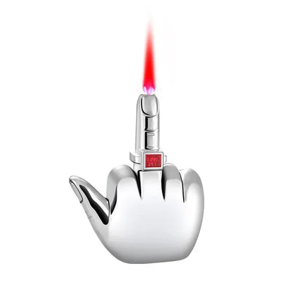 Funny Middle Finger Torch Lighter – Windproof Jet Flame Refillable Butane Smoking Accessory with Voice Sound