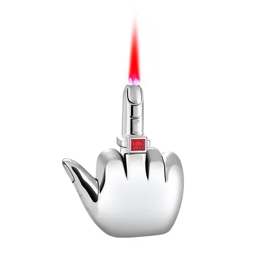 Funny Middle Finger Torch Lighter – Windproof Jet Flame Refillable Butane Smoking Accessory with Voice Sound