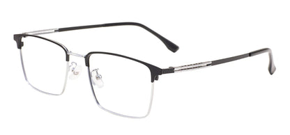 Comfortable Rectangular Men’s Business Glasses – Full Rim Browline Metal Frame for Optical Prescription Lenses