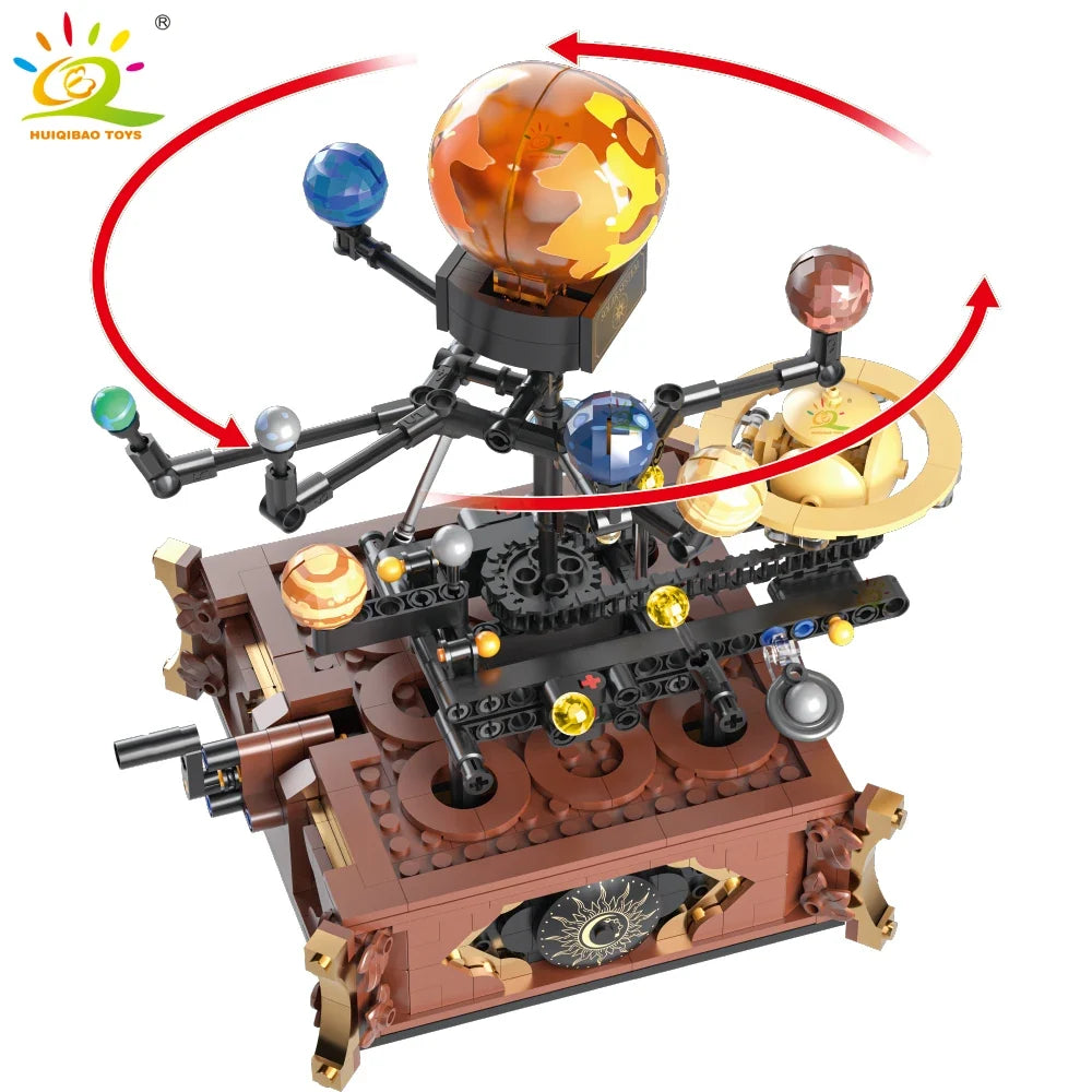 HUIQIBAO MOC Solar System Building Blocks - Space Planet Orbit Model Toy for Kids Desk Decor and Educational Ornament