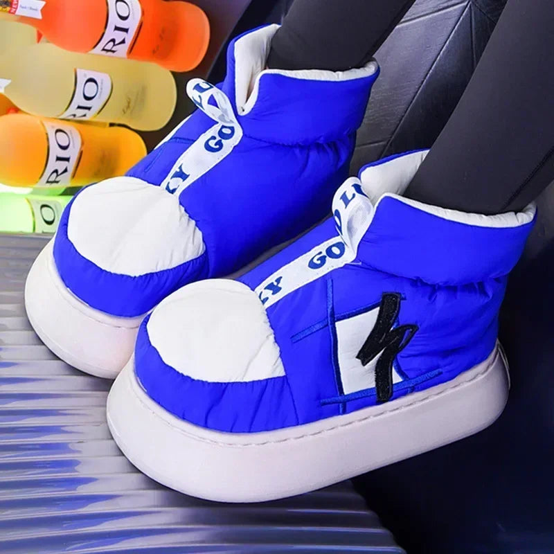 Women's Winter Warm Shoes: Plush Lining Indoor Cotton Slippers - Platform High Top Snow Boots for Couples