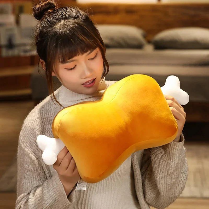 New Dual-Use Meat & Bone Plush Pillow – Soft Handwarmer Stuffed Pillow, High-Quality Home Decor