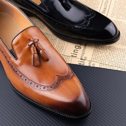 Men’s Genuine Cowhide Loafers – Handmade Slip-On Dress Shoes for Business, Wedding & Casual Formal Wear