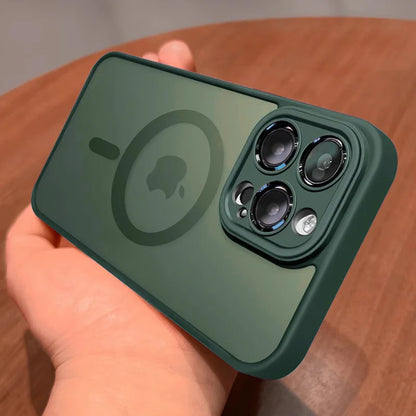 Luxury Matte Armor Case for MagSafe - Magnetic Wireless Charging, Shockproof Hard Cover for iPhone 11-16 Pro Max Plus