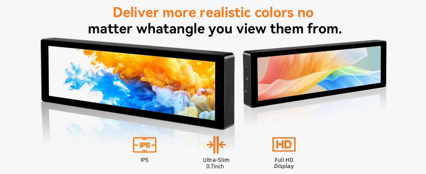 8.8 Inch HDMI Touch Screen Monitor – Long Wide Display with Case, PC Temperature Sensor Panel & Small Extender Monitor