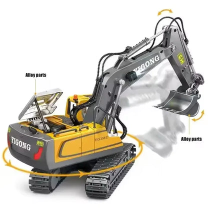 2.4G RC Excavator & Dump Truck Toy – Alloy & Plastic Construction Vehicle Model for Kids