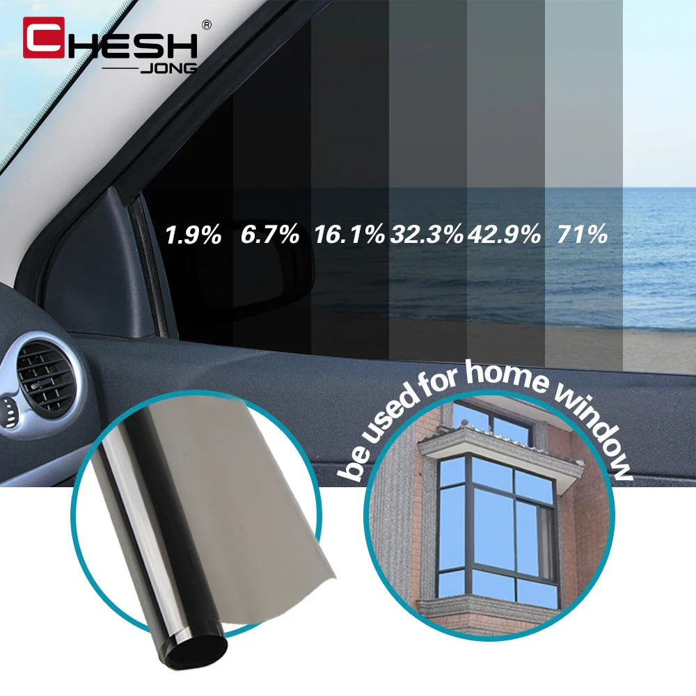 300x50cm Black Car Window Foils Tinting Film - VLT Solar Sun Shade Films for Side Windows - UV Protector Sticker Films