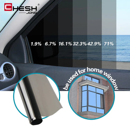 300x50cm Black Car Window Foils Tinting Film - VLT Solar Sun Shade Films for Side Windows - UV Protector Sticker Films