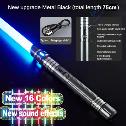 RGB Metal Lightsaber Toy – 15-Color Changing Laser Sword with Sound Effects, Force FX Jedi Blaster Gift for Kids