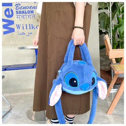 Disney Lilo & Stitch Plush Messenger Bag – Kawaii Anime Handbag for Girls, Stuffed Cartoon Plushie Soft Bag for Kids