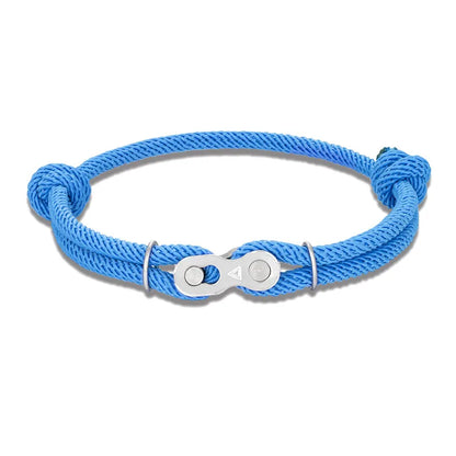 MKENDN Men’s Punk Bicycle Chain Rope Bracelet — Adjustable Nautical / Mountain Bike Magic Buckle
