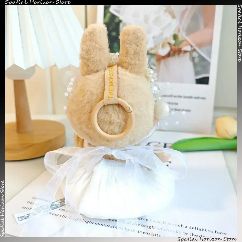 Mini Plush Doll Clothes Bud Skirt with Pearl Hair Accessory — Labubu I & II Kpop Idol Doll DIY Outfit Gift