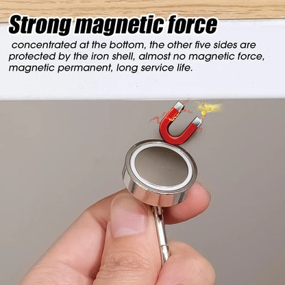 4/1pcs Strong Neodymium Magnetic Hooks — 360° Rotating Carabiner Keychain Ring for Home, Kitchen & Bathroom Hanging