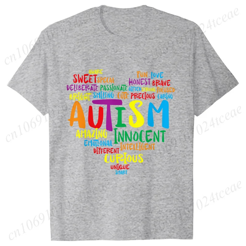 Women’s Live Love Accept Autism Awareness T-Shirt – Graphic Y2K Summer Top for Autism Awareness Month