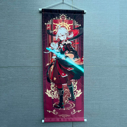 Hot Game Impact Scroll Canvas – Cartoon Heroes Wall Hanging Poster for Cosplay, Halloween, Xmas Decor & Gifts