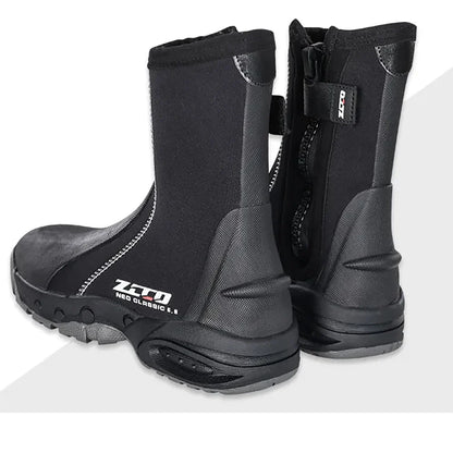 5mm Neoprene Dive Boots with Side Zipper – Wetsuit Shoes for Men & Women, Snorkeling & Scuba Diving Water Sports Accessories
