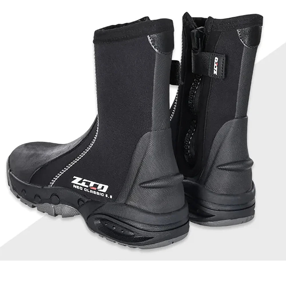 5mm Neoprene Dive Boots with Side Zipper — Unisex Snorkeling & Scuba Diving Shoes for Water Sports