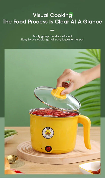 1.8L Mini Electric Hot Pot – Multifunctional Cooking Pot for Noodles & Small Meals, Stainless Steel Liner