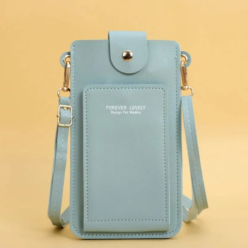 Women's Soft Leather Wallet Crossbody Bag – Touch Screen Phone Purse with Shoulder Strap