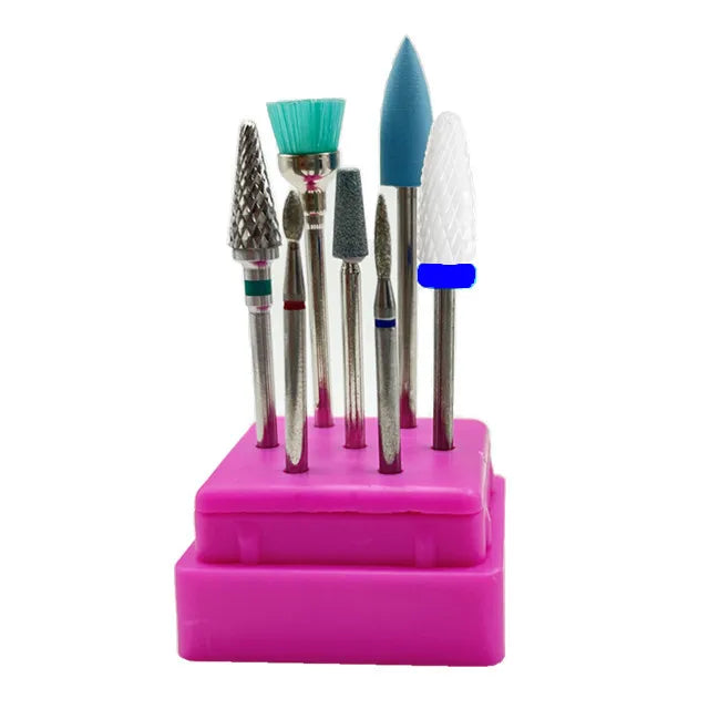 7pcs Nail Art Tungsten Steel Milling Cutter Set - Ceramic Nail Drill Bits for Electric Nail Machine & Pedicure Tool Accessories