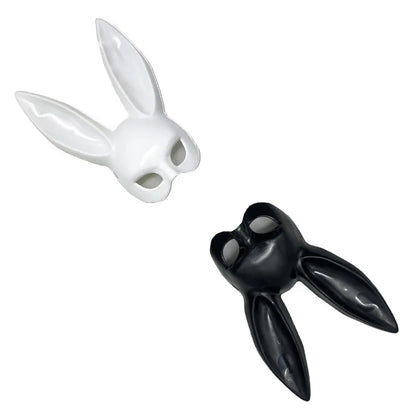 Black and White Rabbit Mask - Halloween Party Decoration, Long Ears Bunny Mask for Costume and Cosplay