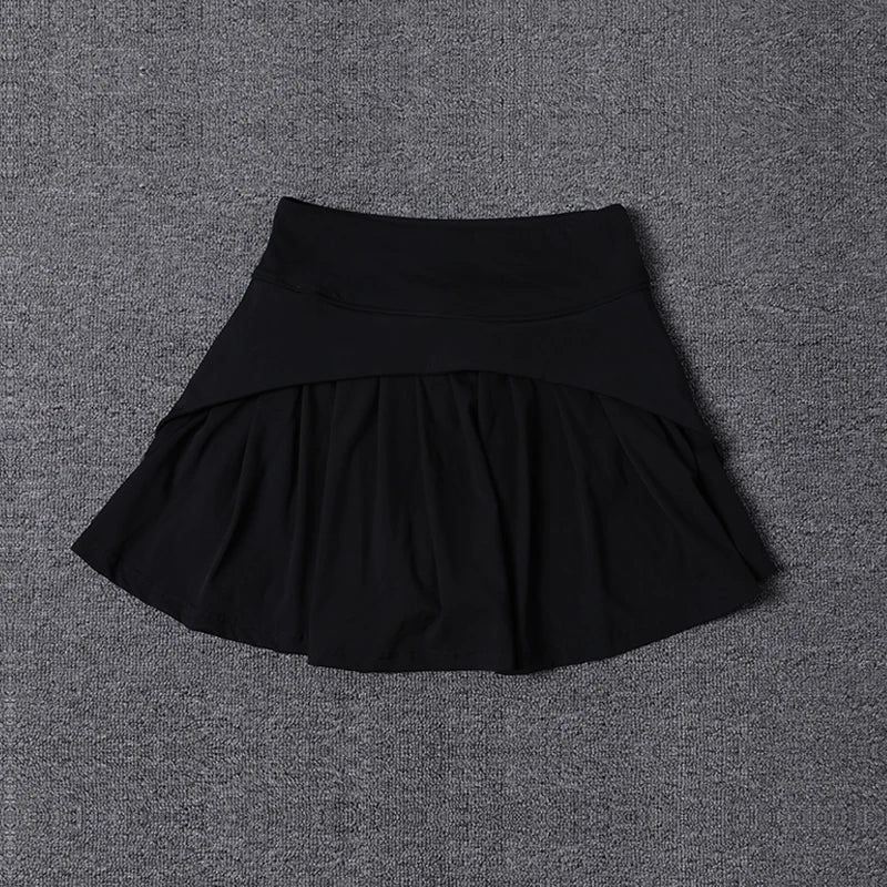 2024 Summer Women’s Anti-Glare Pleated Skirt – High Waist Ice Sports Short A-Line Half Skirt with Elastic Waist