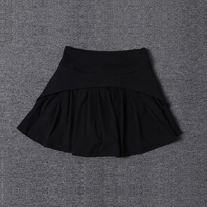 2024 Summer Women’s Anti-Glare Pleated Skirt – High Waist Ice Sports Short A-Line Half Skirt with Elastic Waist